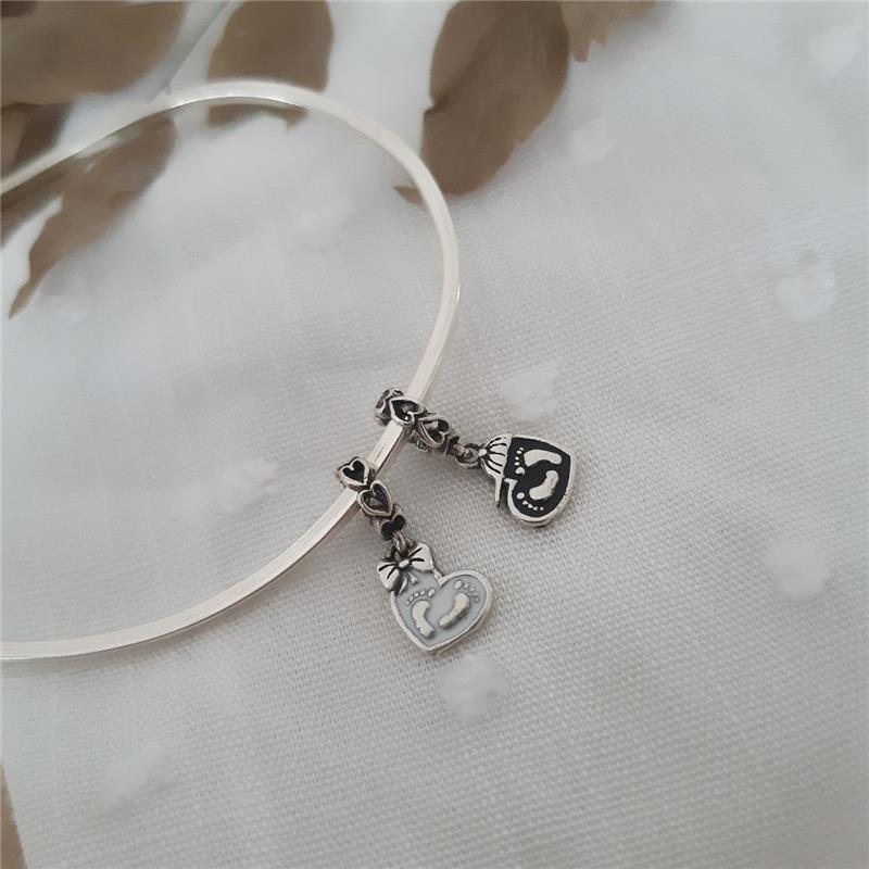 BERLOQUE PRATA 925 CORAÇÃO PEZINHO FILHA 