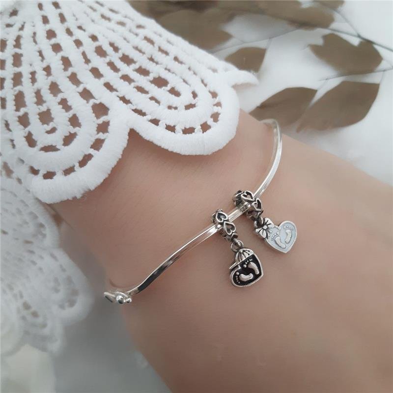 BERLOQUE PRATA 925 CORAÇÃO PEZINHO FILHA 