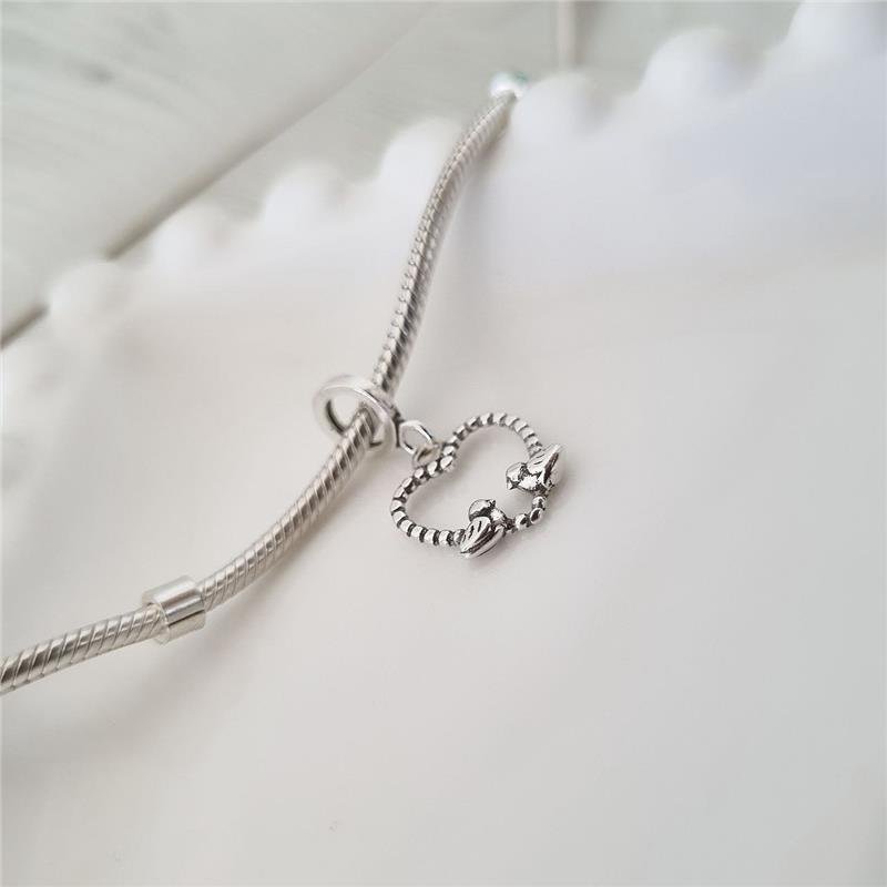 BERLOQUE PRATA 925 CORAÇÃO POMBINHOS