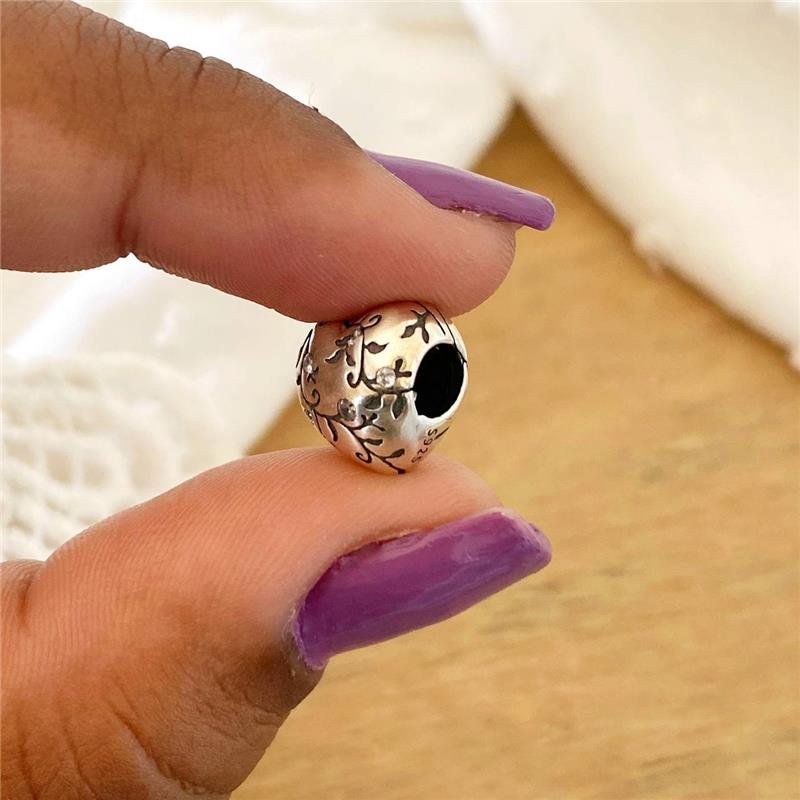 BERLOQUE PRATA 925 CORAÇÃO RAMOS CRAVEJADO