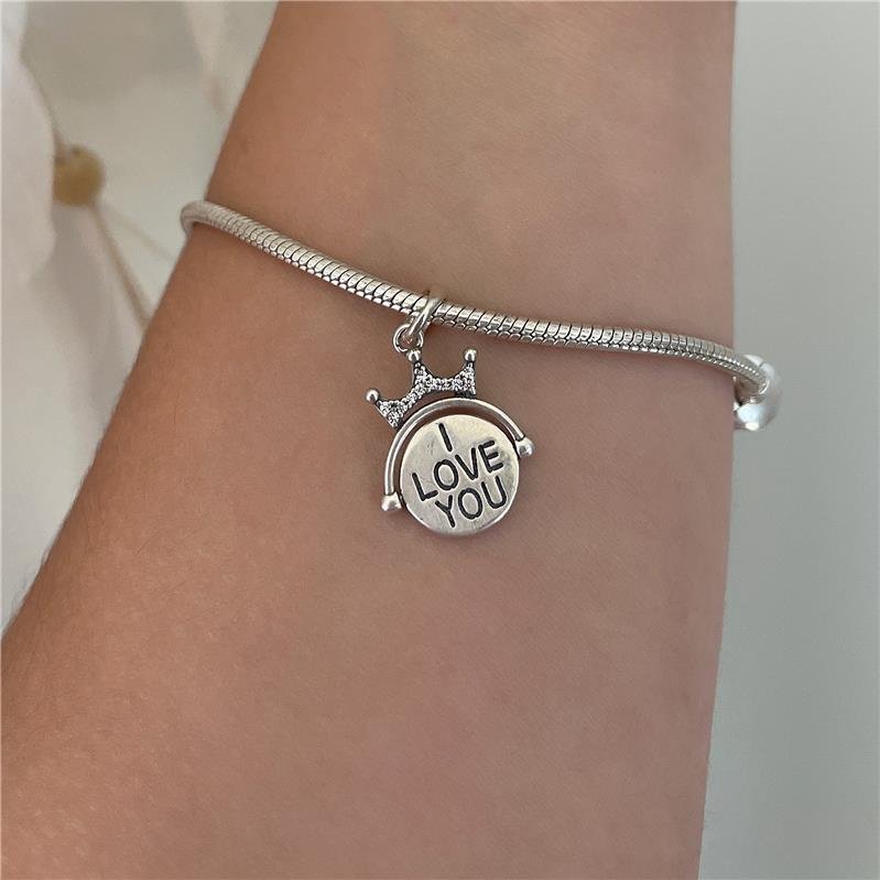 BERLOQUE PRATA 925 COROA COM ZIRCÔNIA I LOVE YOU