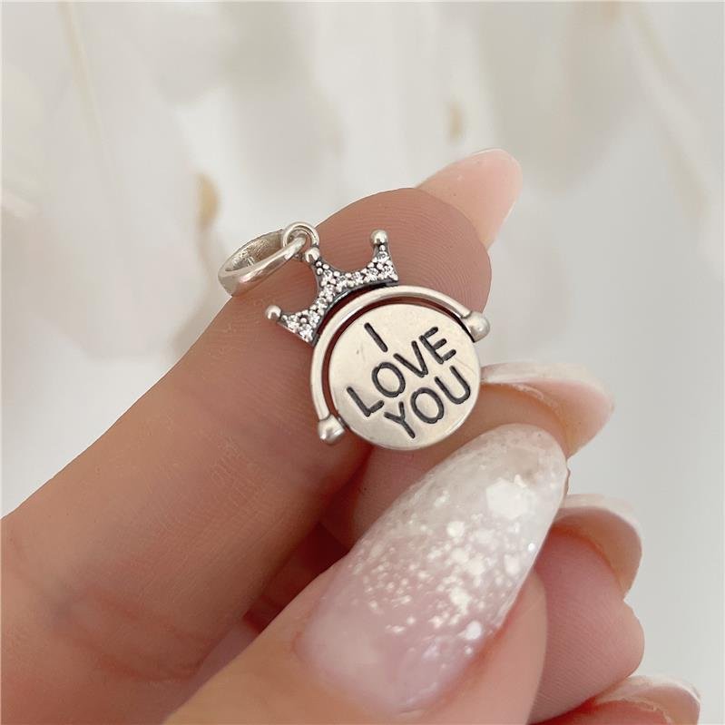 BERLOQUE PRATA 925 COROA COM ZIRCÔNIA I LOVE YOU