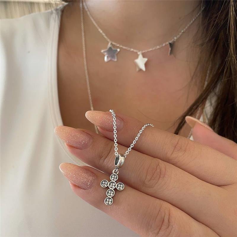 BERLOQUE PRATA 925 CRUZ COM CÍRCULOS CRAVEJADOS