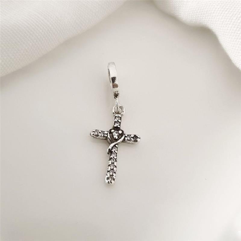 BERLOQUE PRATA 925 CRUZ CORAÇÃO