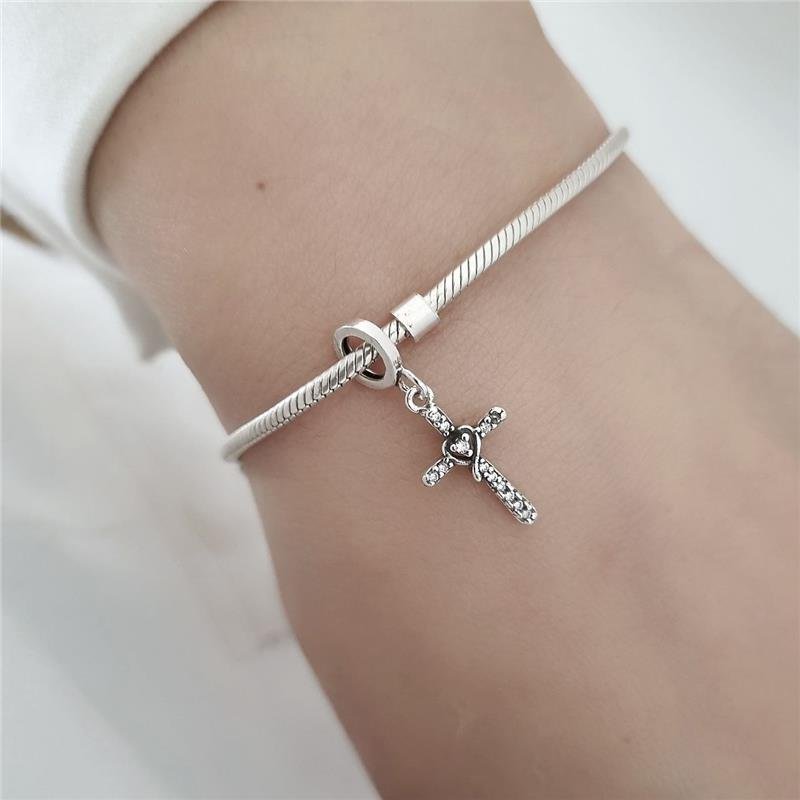 BERLOQUE PRATA 925 CRUZ CORAÇÃO