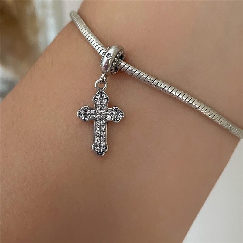 BERLOQUE PRATA 925 CRUZ CRAVEJADA COM ZIRCÔNIA