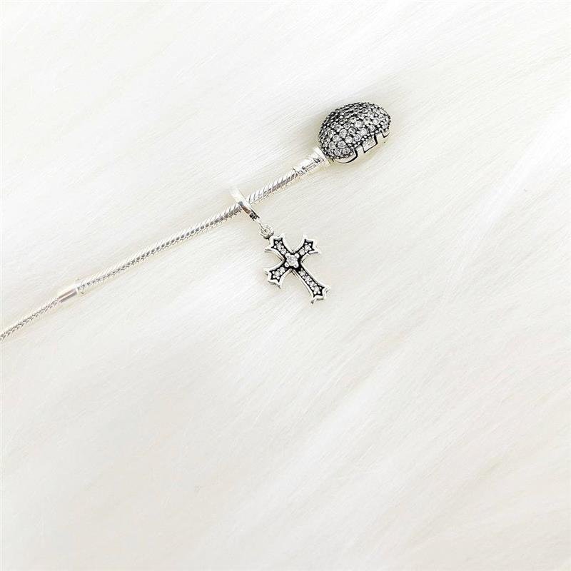 BERLOQUE PRATA 925 CRUZ CRAVEJADA COM ZIRCÔNIA