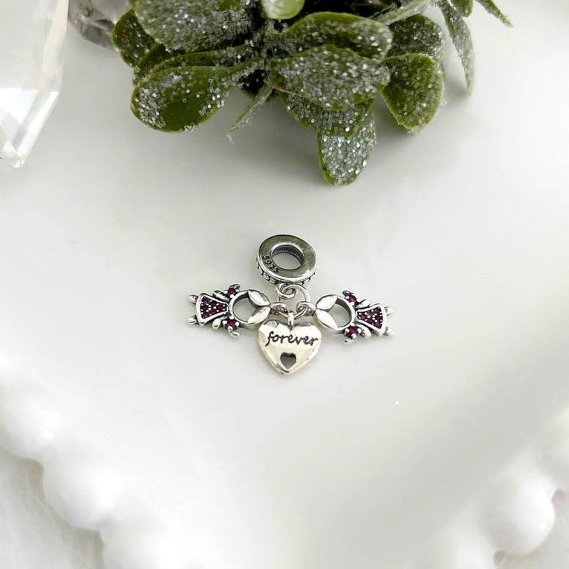 BERLOQUE PRATA 925 DUAS MENINAS CORAÇÃO FOREVER