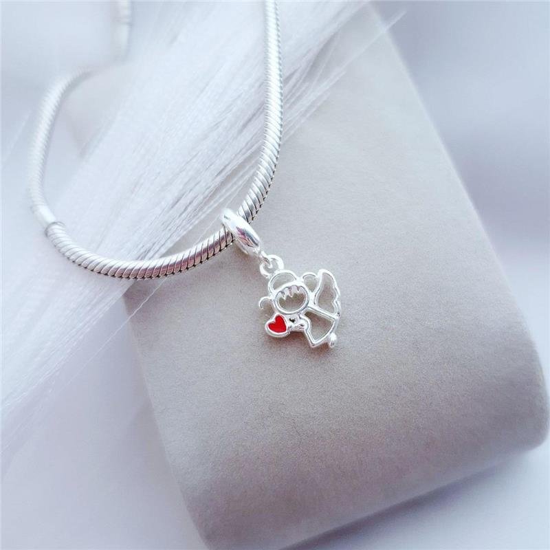 BERLOQUE PRATA 925 FADA DO DENTE CORAÇÃO VERMELHO