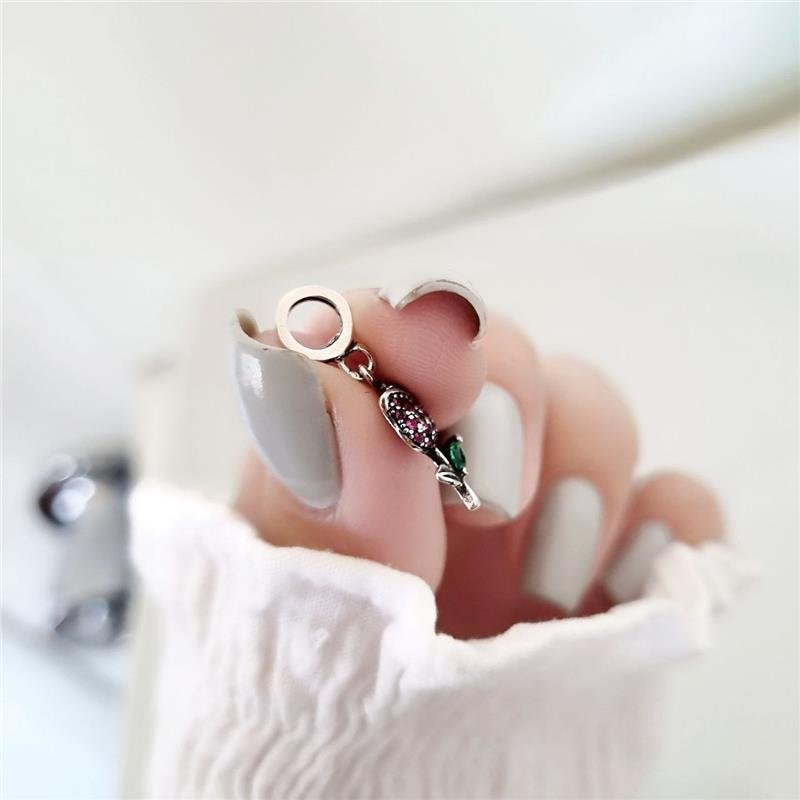 BERLOQUE PRATA 925 FLOR TULIPA CRAVEJADO