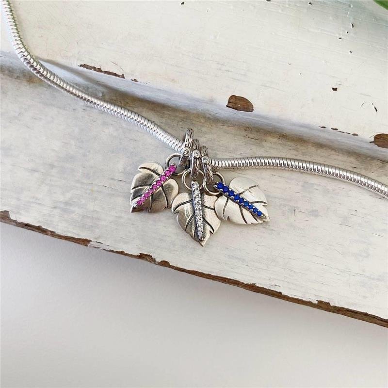 BERLOQUE PRATA 925 FOLHA COM PEDRA