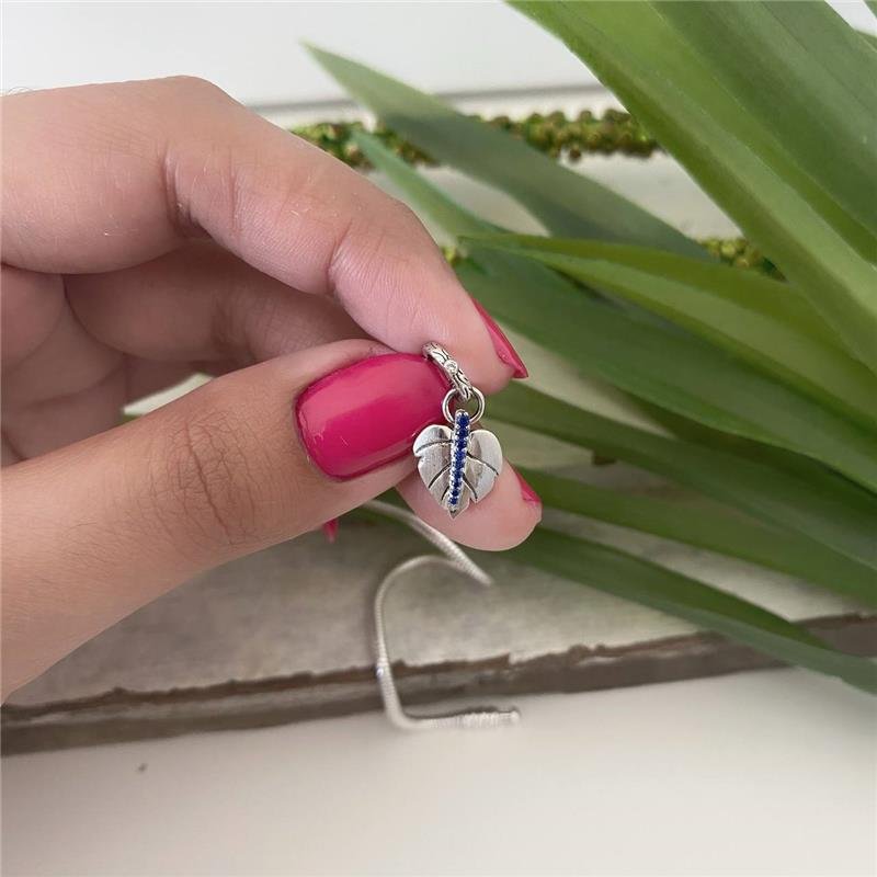 BERLOQUE PRATA 925 FOLHA COM PEDRA