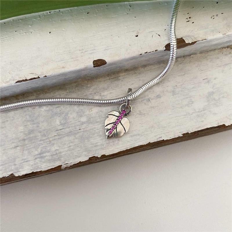 BERLOQUE PRATA 925 FOLHA COM PEDRA