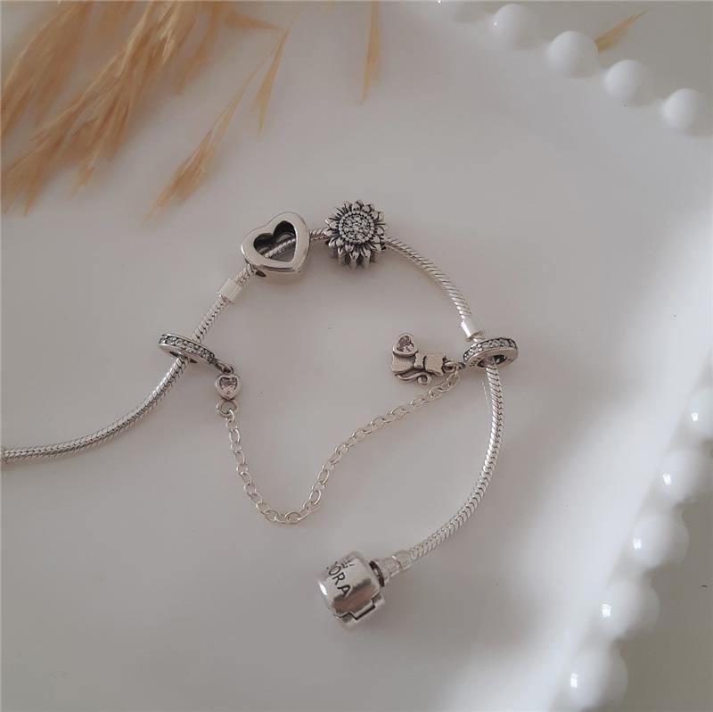 BERLOQUE PRATA 925 GATINHO E CORAÇÃO COM CORRENTINHA 