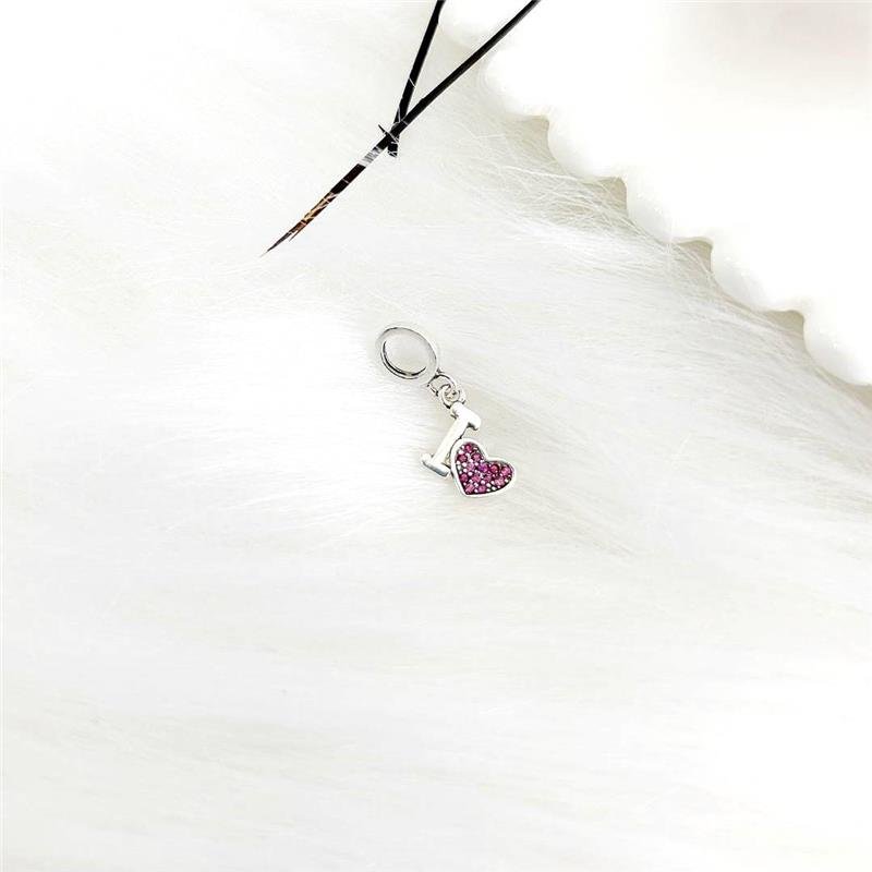 BERLOQUE PRATA 925 'I LOVE' CORAÇÃO CRAVEJADO