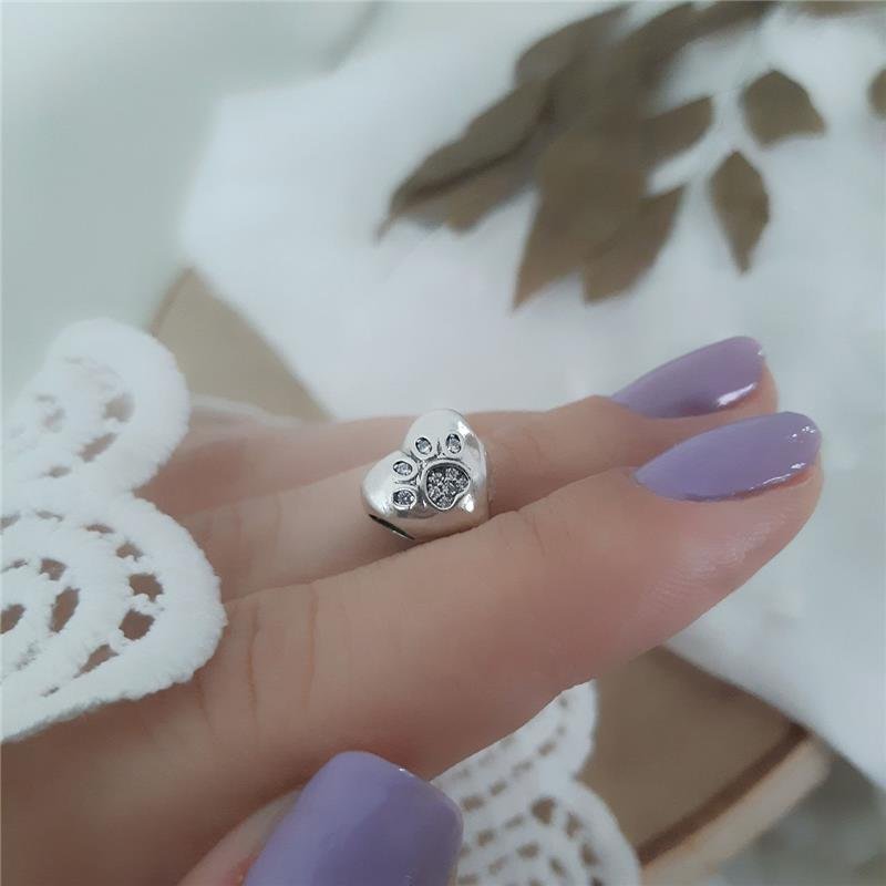 BERLOQUE PRATA 925 I LOVE MY PET E PATINHA COM ZIRCÔNIA