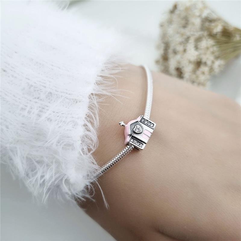 BERLOQUE PRATA 925 IGREJA ROSA COM PEDRA