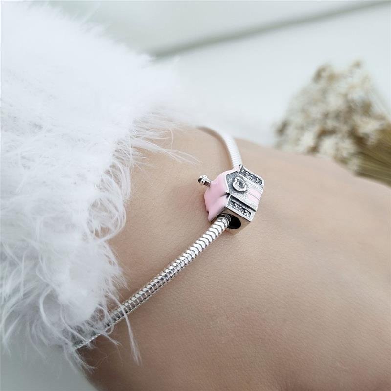 BERLOQUE PRATA 925 IGREJA ROSA COM PEDRA