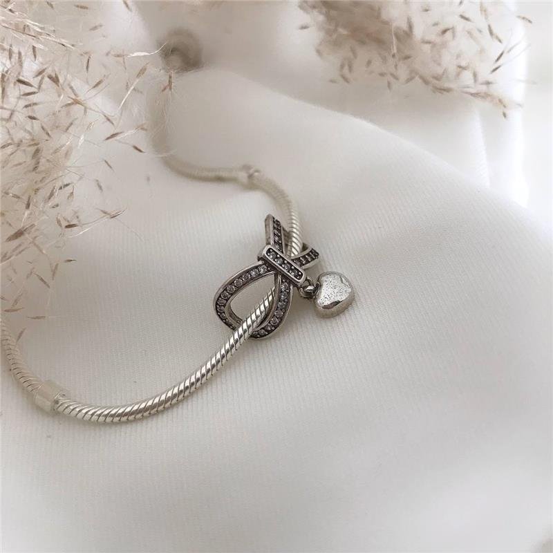 BERLOQUE PRATA 925 LAÇO COM CORAÇÃO