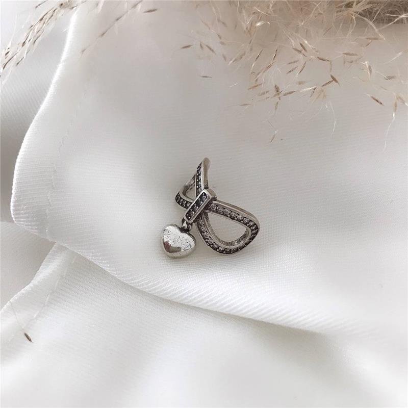 BERLOQUE PRATA 925 LAÇO COM CORAÇÃO