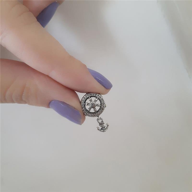 BERLOQUE PRATA 925 LEME E ÂNCORA PEDRA