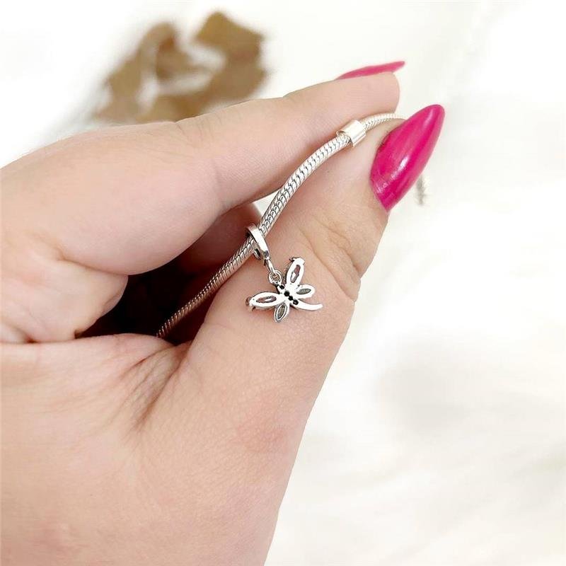 BERLOQUE PRATA 925 LIBÉLULA COM NAVETE CRAVEJADA