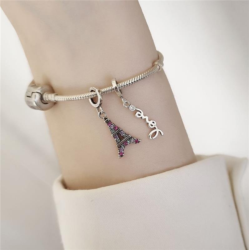 BERLOQUE PRATA 925 LOVE PEDRA ROSA