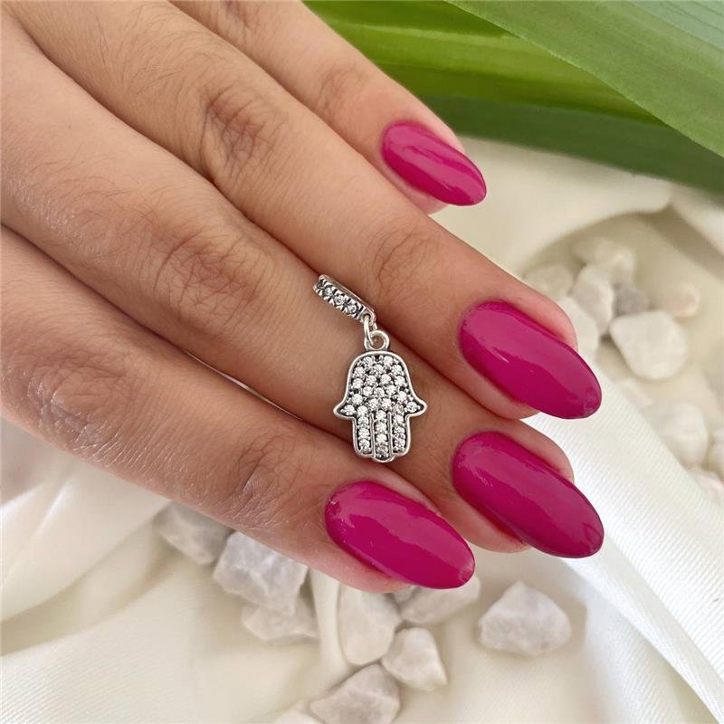 BERLOQUE PRATA 925 MÃO DE FÁTIMA COM PEDRA