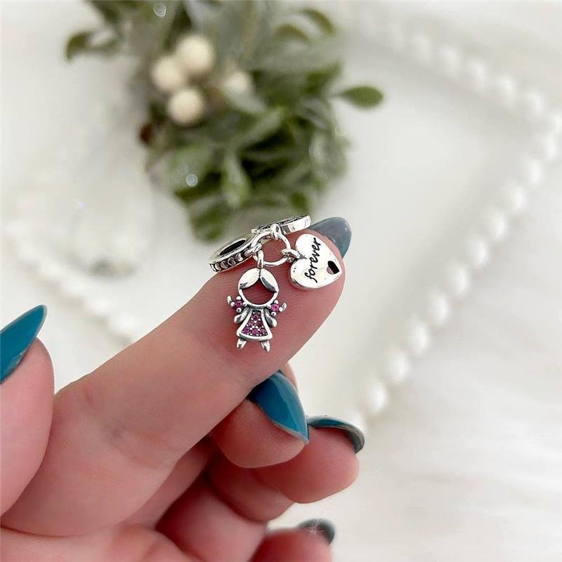 BERLOQUE PRATA 925 MENINA MENINO CORAÇÃO FOREVER