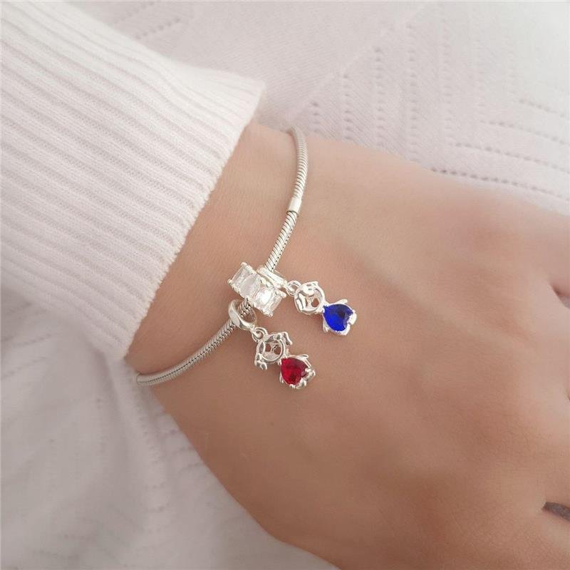 BERLOQUE PRATA 925 MENINO ZIRCÔNIA CORAÇÃO AZUL 