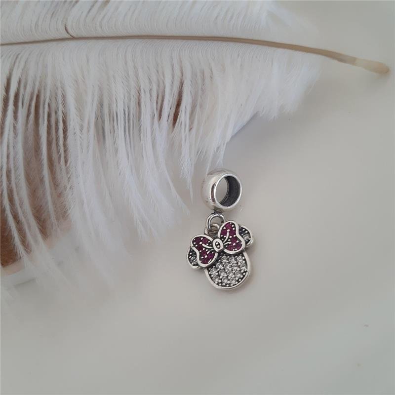 BERLOQUE PRATA 925 MINNIE ROSA COM PEDRA