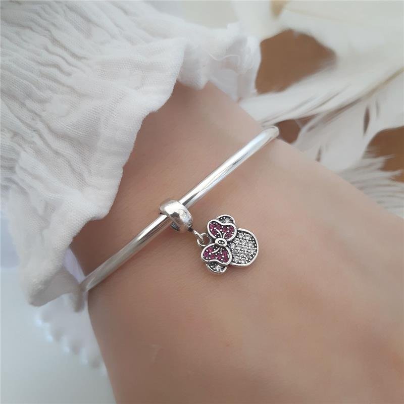 BERLOQUE PRATA 925 MINNIE ROSA COM PEDRA