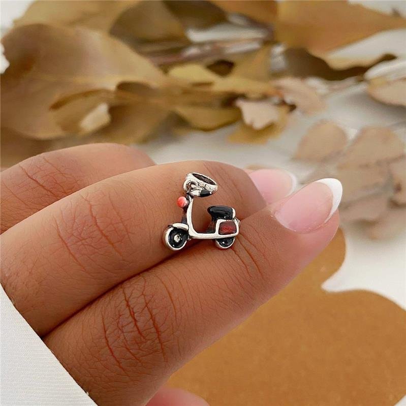 BERLOQUE PRATA 925 MOTO LAMBRETA VERMELHA