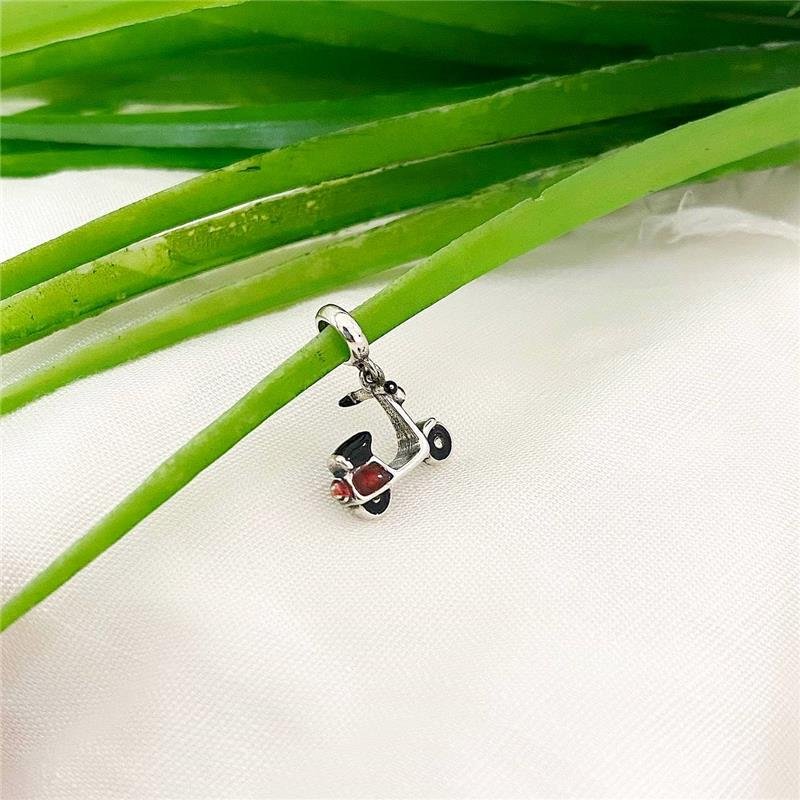 BERLOQUE PRATA 925 MOTO LAMBRETA VERMELHA