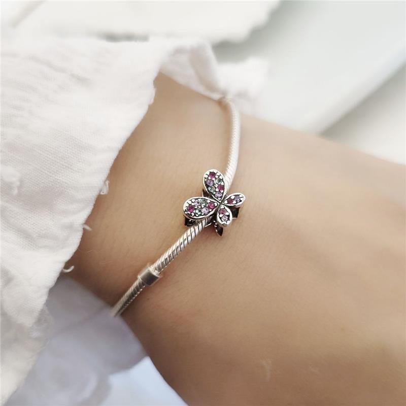 BERLOQUE PRATA 925 MURANO BORBOLETA PEDRAS COLORIDAS 