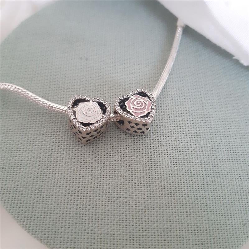 BERLOQUE PRATA 925 MURANO CORAÇÃO FLOR COM PEDRA