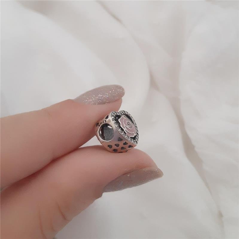 BERLOQUE PRATA 925 MURANO CORAÇÃO FLOR COM PEDRA