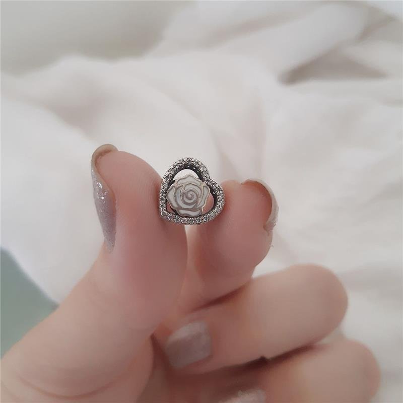 BERLOQUE PRATA 925 MURANO CORAÇÃO FLOR COM PEDRA