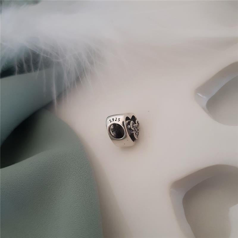 BERLOQUE PRATA 925 MURANO CORAÇÃO MICKEY