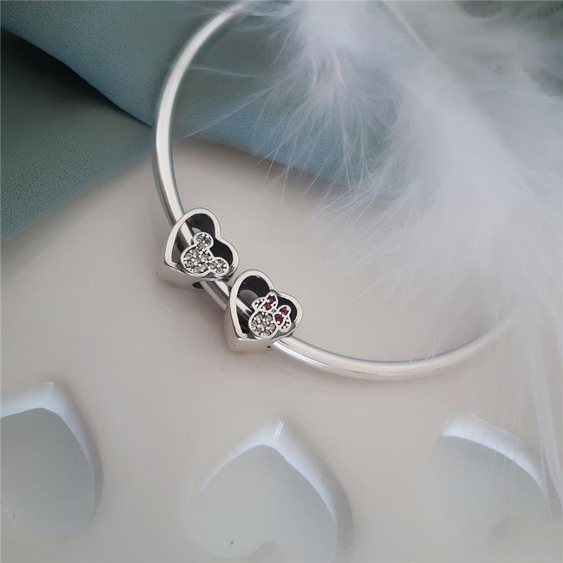 BERLOQUE PRATA 925 MURANO CORAÇÃO MICKEY