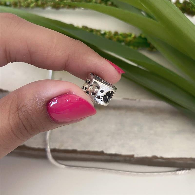 BERLOQUE PRATA 925 MURANO CORAÇÃO VAZADO COM PEDRA