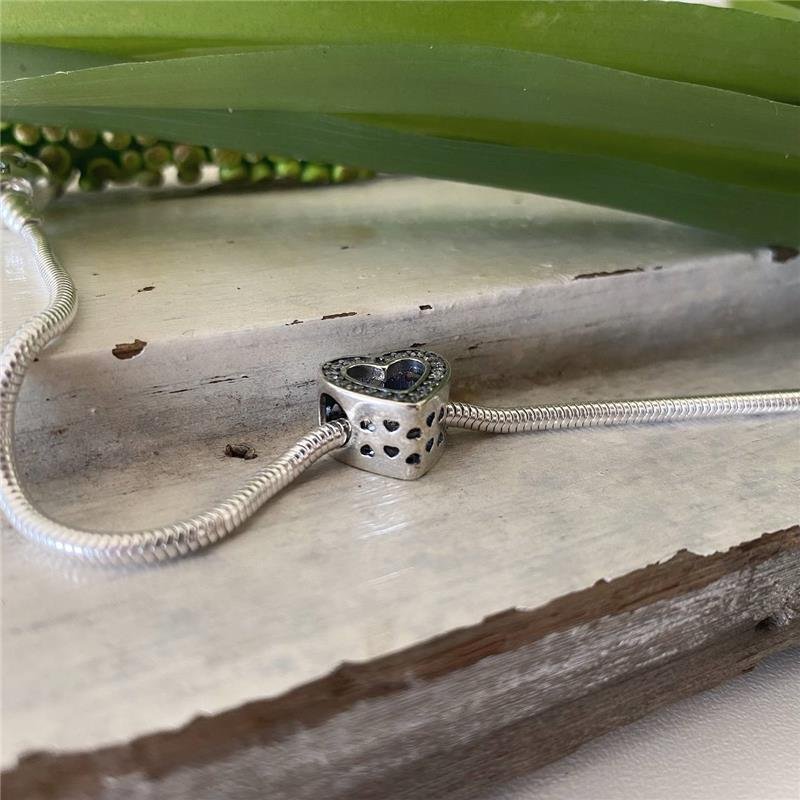 BERLOQUE PRATA 925 MURANO CORAÇÃO VAZADO COM PEDRA