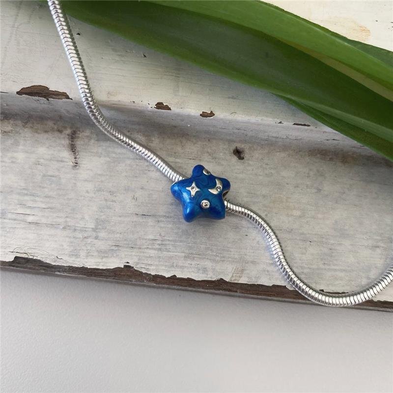 BERLOQUE PRATA 925 MURANO ESTRELA AZUL