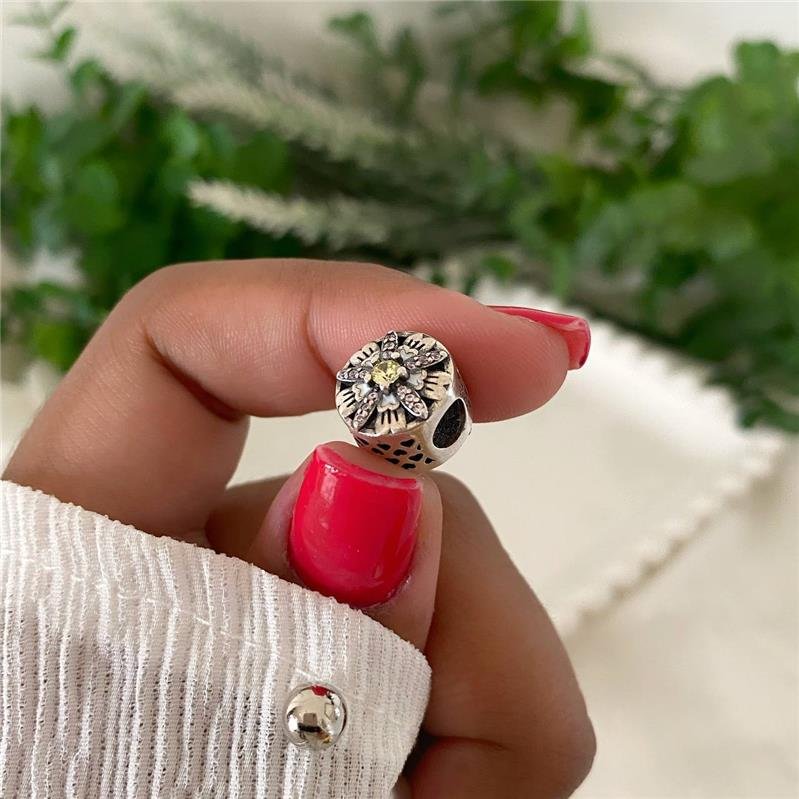 BERLOQUE PRATA 925 MURANO FLOR COM PEDRAS