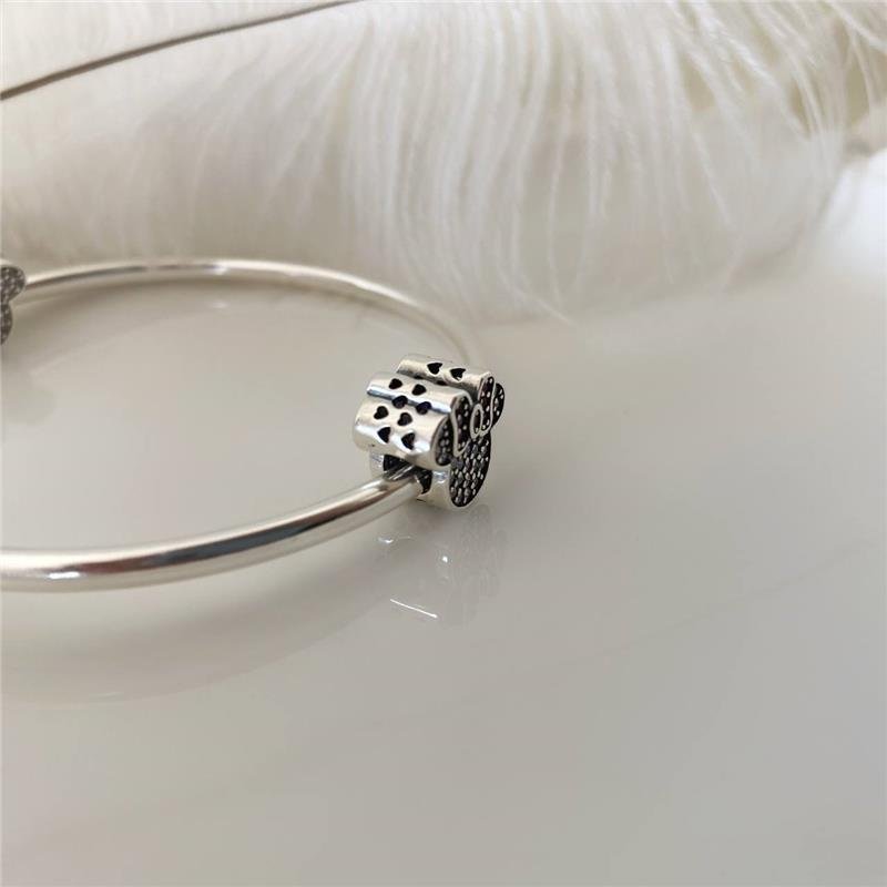 BERLOQUE PRATA 925 MURANO MINNIE ROSA COM PEDRA