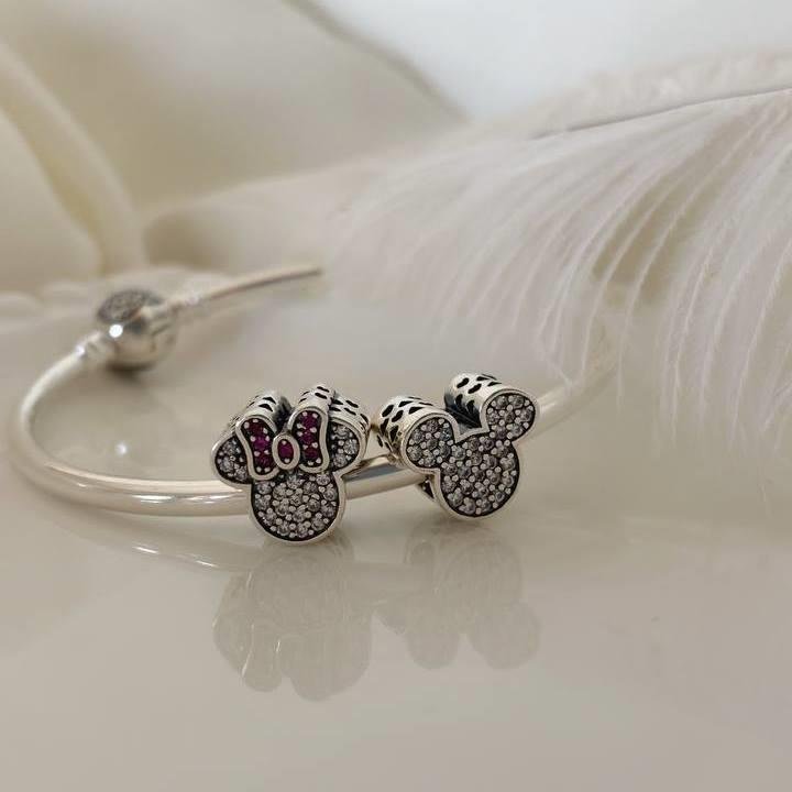 BERLOQUE PRATA 925 MURANO MINNIE ROSA COM PEDRA