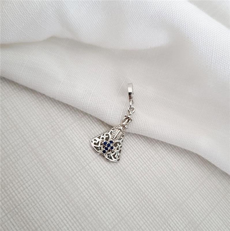 BERLOQUE PRATA 925 NOSSA SENHORA APARECIDA AZUL
