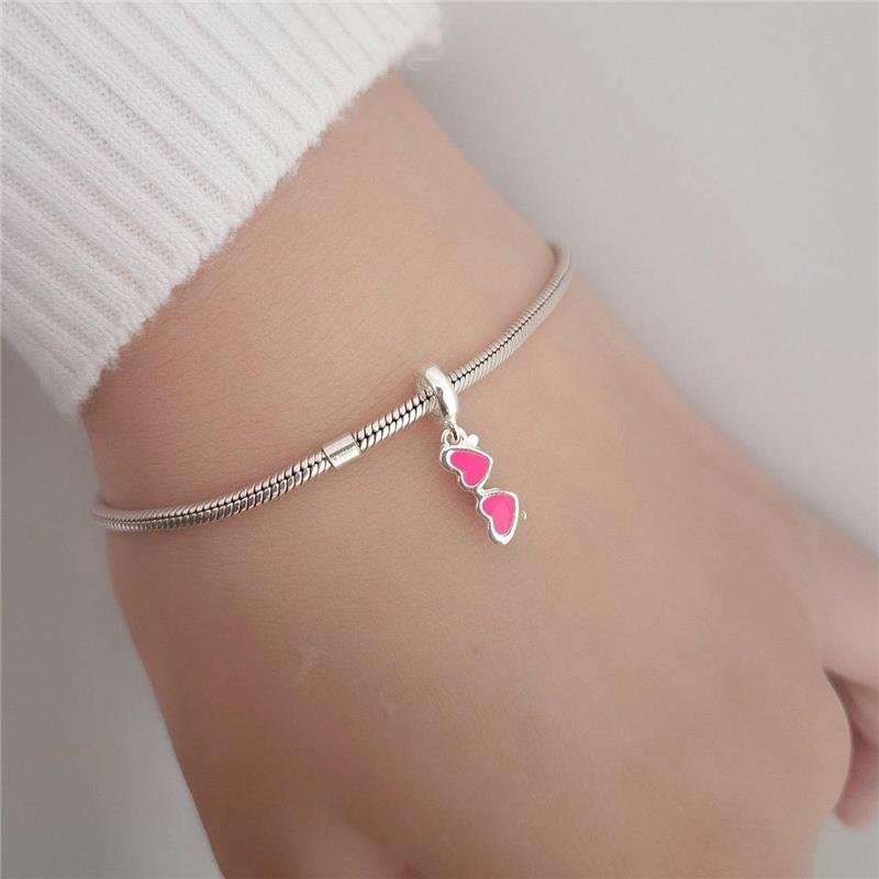 BERLOQUE PRATA 925 ÓCULOS CORAÇÃO ROSA