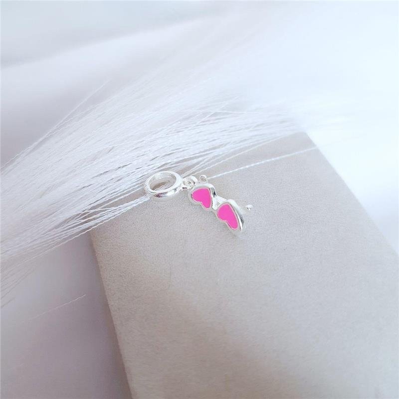 BERLOQUE PRATA 925 ÓCULOS CORAÇÃO ROSA