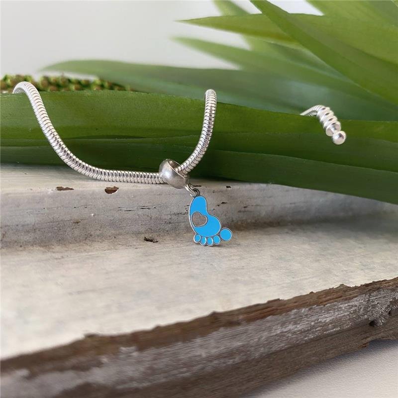 BERLOQUE PRATA 925 PEZINHO DE BEBÊ AZUL